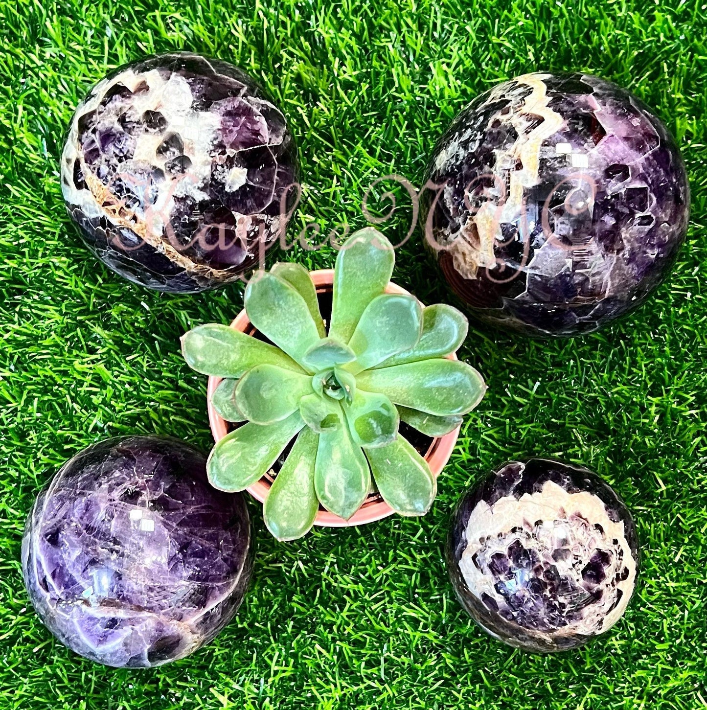 Wholesale Lot 4-5 Pcs Natural Chevron Amethyst Sphere Crystal Ball Nice Quality Healing Energy