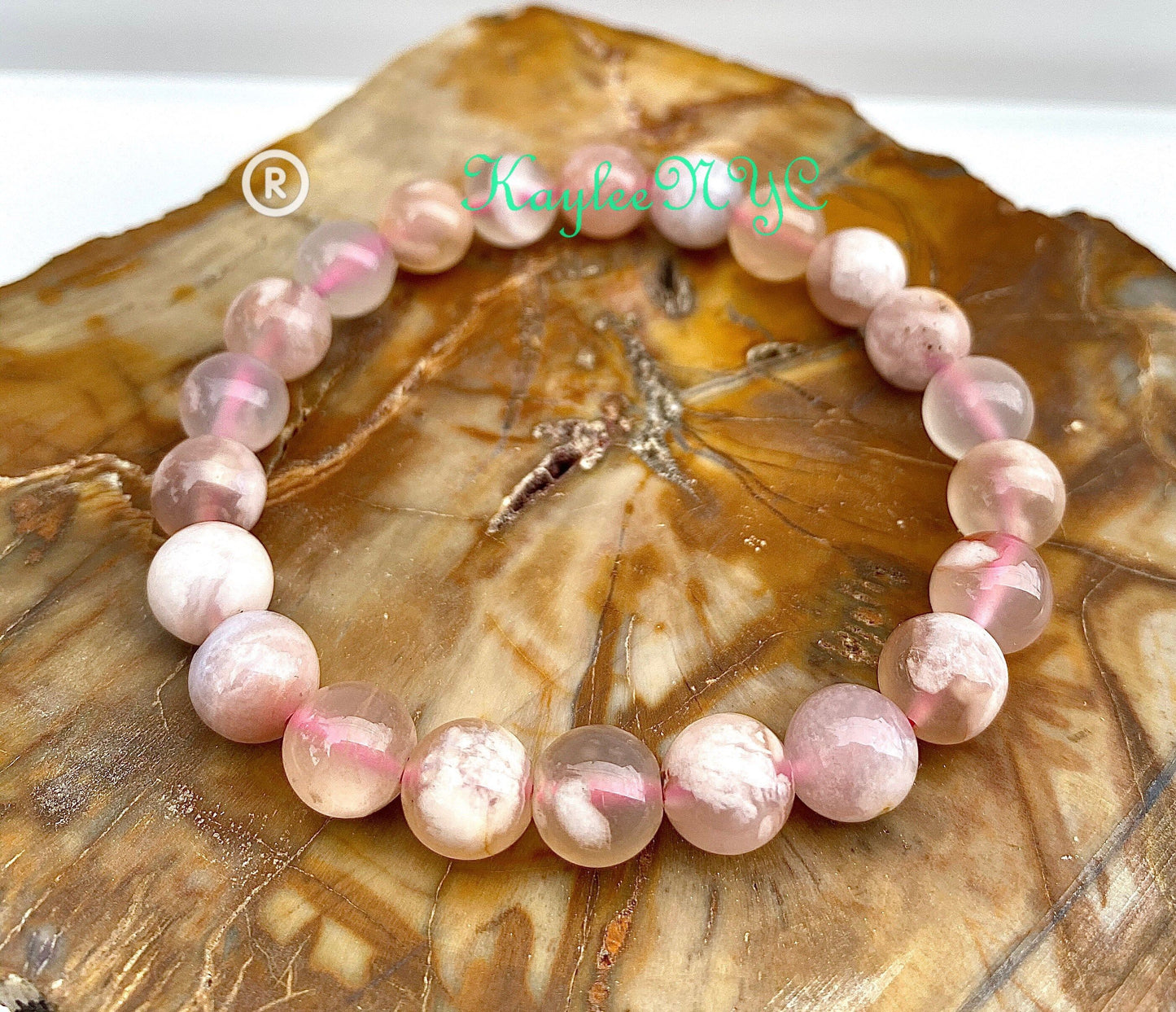 Wholesale 6 Pcs Natural Cherry Blossom Flower Agate 8mm 7.5” Stretch Bracelet Crystal Healing Energy