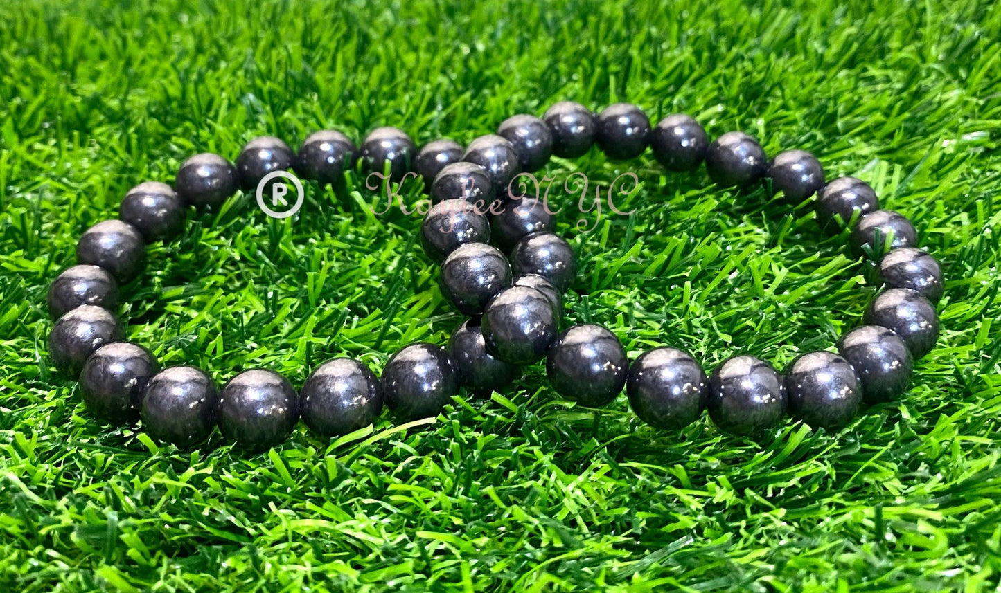 Wholesale 6 Pcs Natural Shungite 10mm 7.5” Crystal Healing Stretch Bracelet