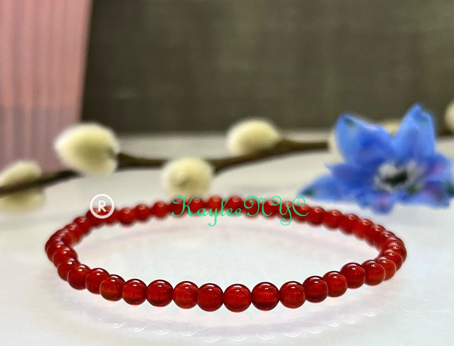 Wholesale Lot 6 Pcs Natural Carnelian 4mm 7.5” Crystal Healing Stretch Bracelet