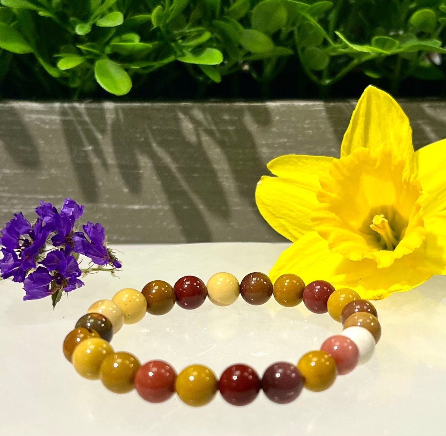 Wholesale Lot 6 Pcs Natural Mookaite Jasper 8mm 7.5” Crystal Healing Stretch Bracelet