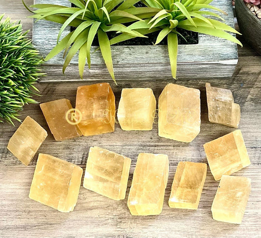 Wholesale Lot 3 lbs Natural Honey Calcite Crystal Cubes Nice Quality Healing Energy