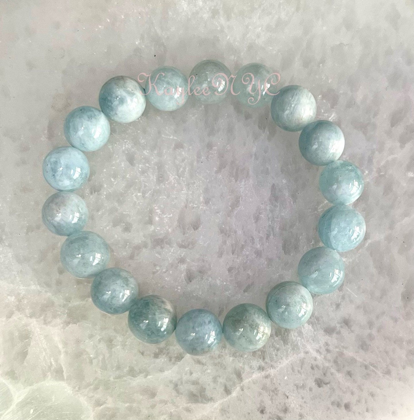 Wholesale 6 Pcs Natural Aquamarine 10mm 7.5” Crystal Healing Stretch Bracelet