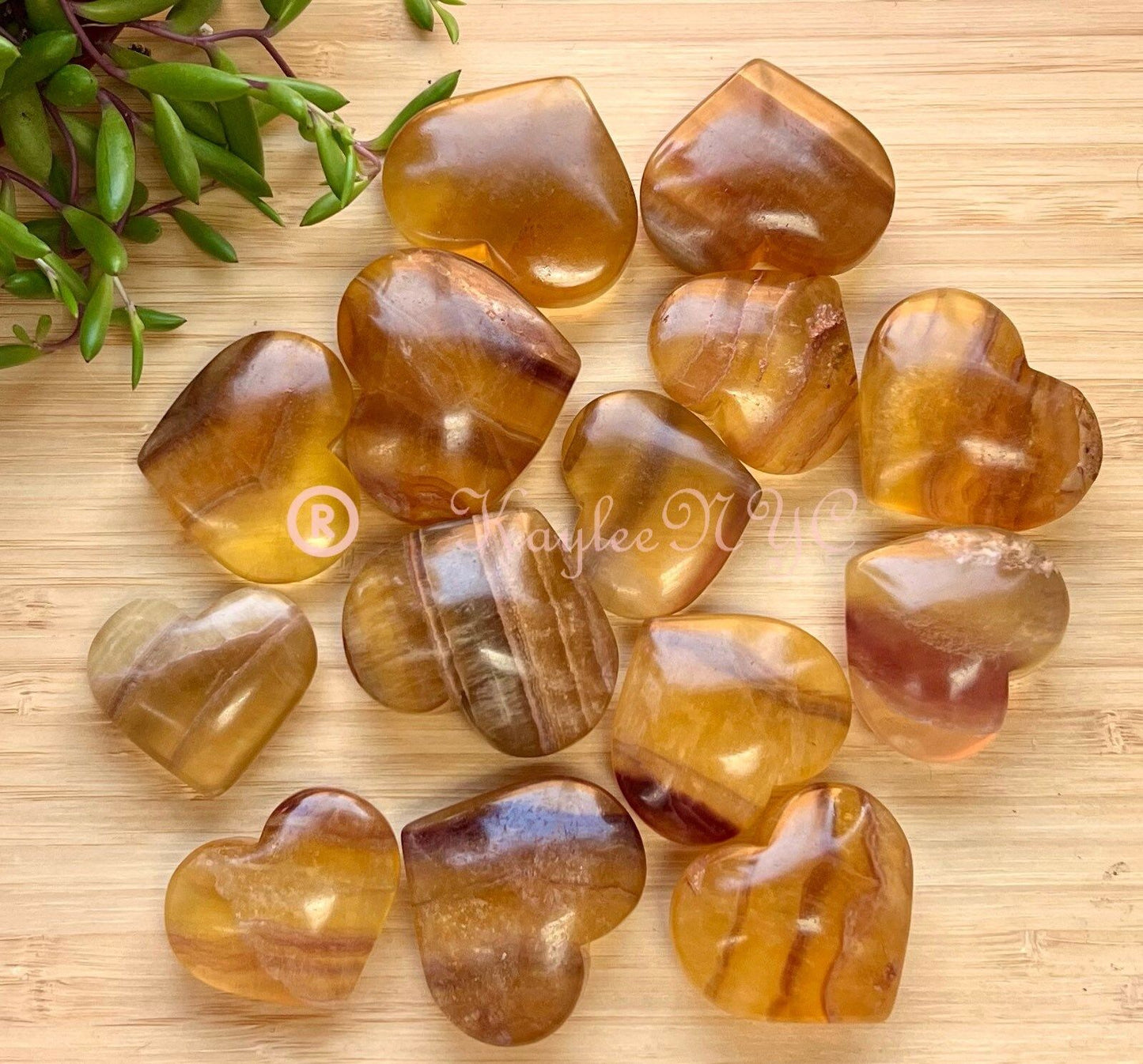 Wholesale Lot 2 lbs Natural Yellow Fluorite Crystal Heart Healing Energy