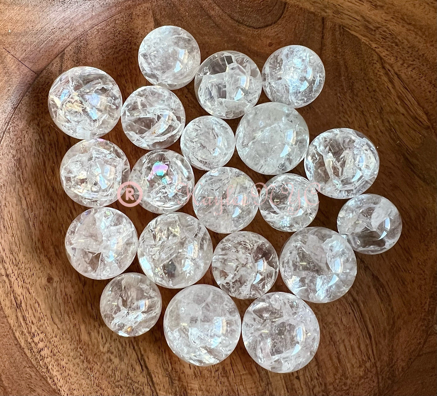 Wholesale Lot 1 Lb Fire and Ice Quartz Spheres Crystal Ball Energy Healing