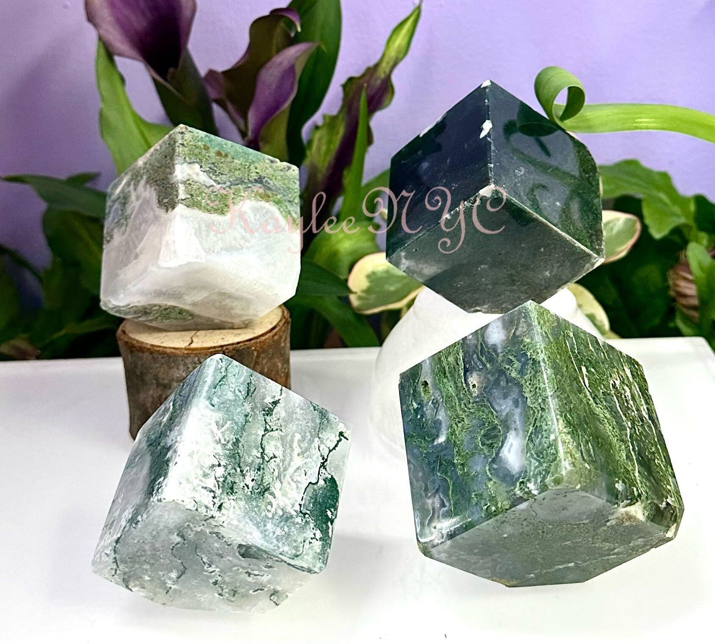 Wholesale Lot 3-4 pcs Natural Moss Agate Cube Crystal Healing Energy 2.8-3 lbs