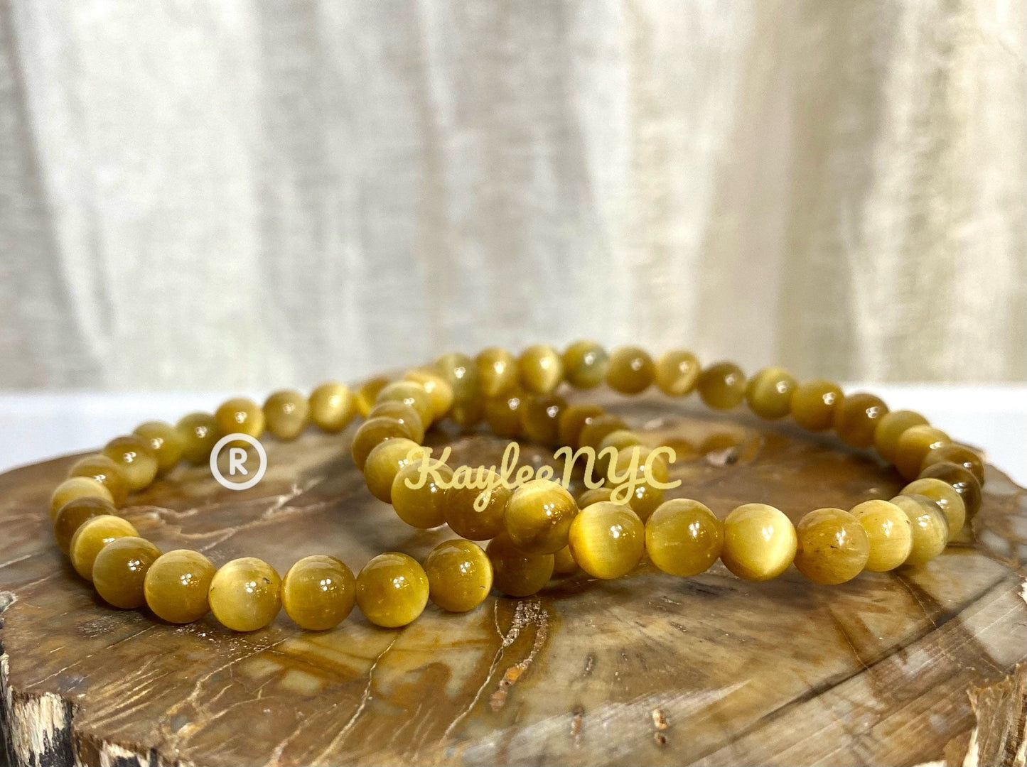 Wholesale 6 Pcs Natural Honey Tiger Eye 6mm 7.5” Stretch Bracelet Crystal Healing Energy