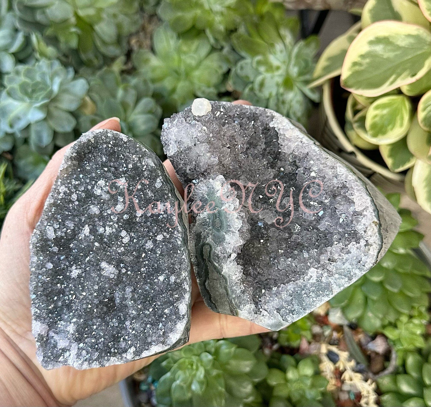 Wholesale Lot 2-4 PCs Natural Black Amethyst cut base 4.8-5lbs Healing Energy