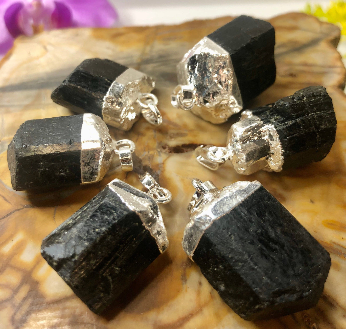 Wholesale Lot 6 Pcs Natural Black Tourmaline Pendant