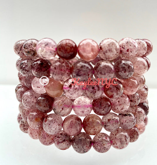 Wholesale Lot 6 Pcs Strawberry Quartz 8mm Crystal Healing Stretch Bracelet