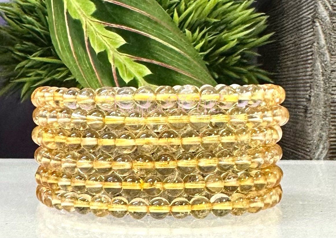 Wholesale 6 Pcs Natural Citrine 5mm 7.5” Crystal Healing Stretch Bracelet