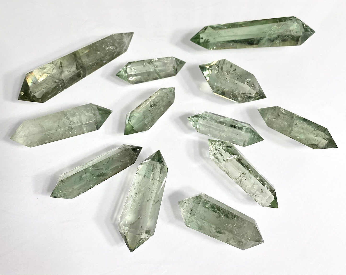 Wholesale Lot 1/2 Lb Prasiolite Green Amethyst Double Terminated Point