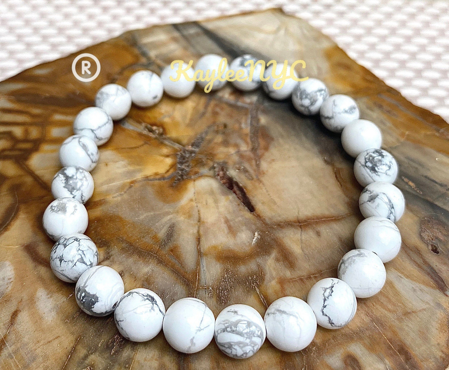 Wholesale 6 Pcs Natural Howlite 8mm 7.5” Crystal Healing Stretch Bracelet