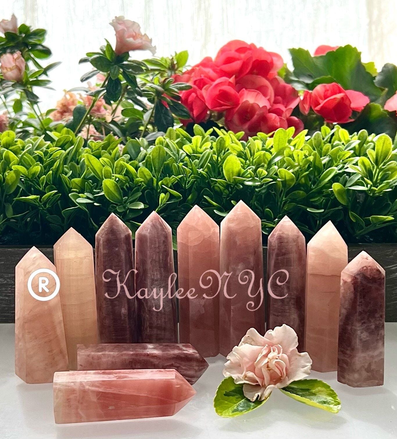 Wholesale Lot 2 Lbs Natural Strawberry Calcite Obelisk Tower Point Crystal Energy