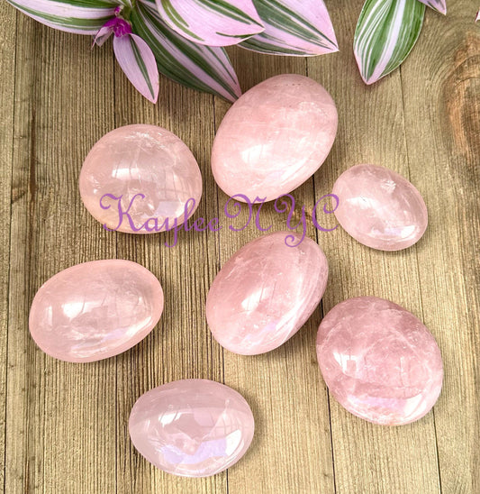 Wholesale Lot 2 Lbs Natural Rose Quartz Crystal Palm Stone Healing Energy