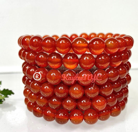 Wholesale Lot 6 Pcs Carnelian 8mm 7.5” Crystal Healing Stretch Bracelet