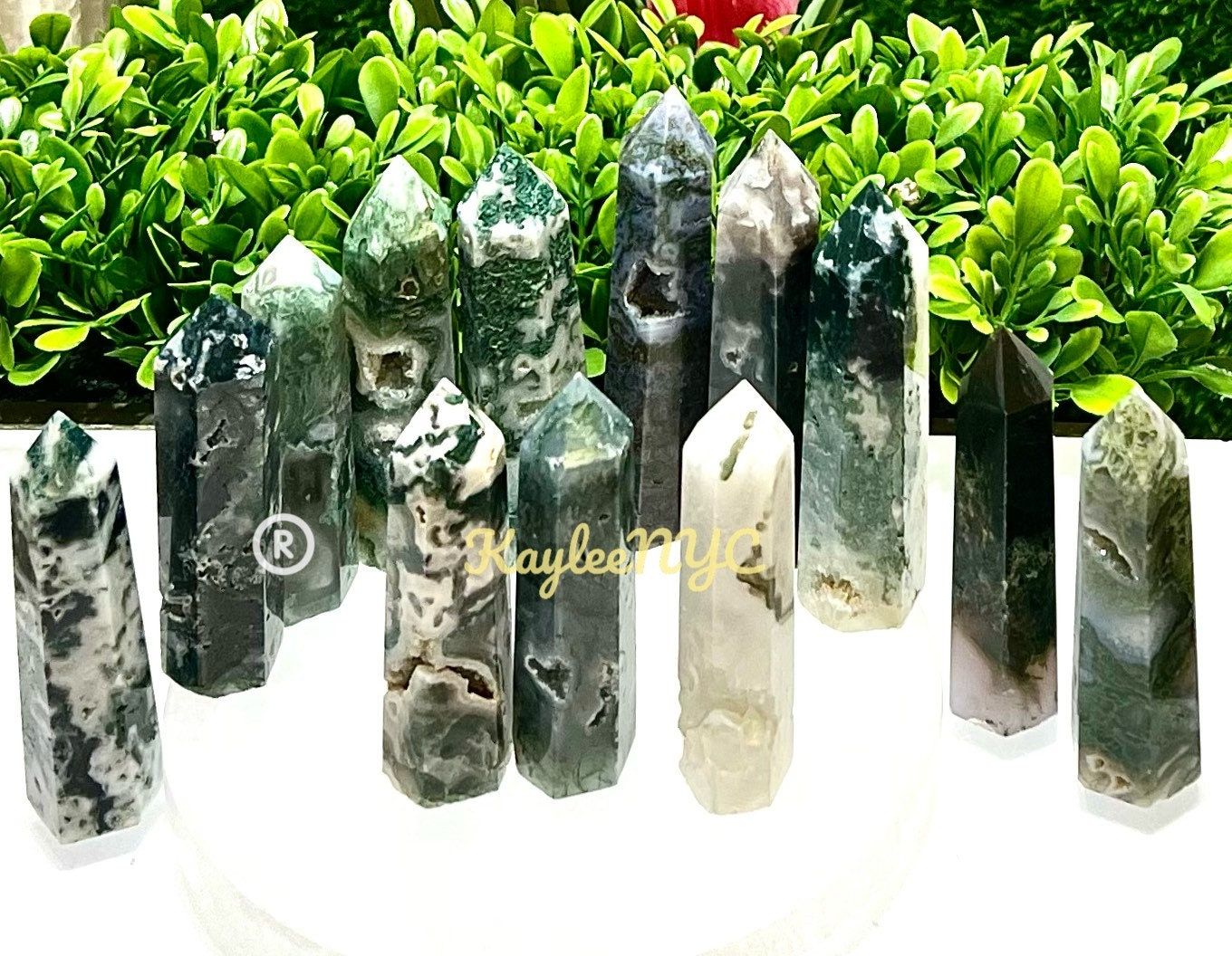 Wholesale Lot 2 Lb Natural Moss Agate Obelisk Tower Point Crystal Healing