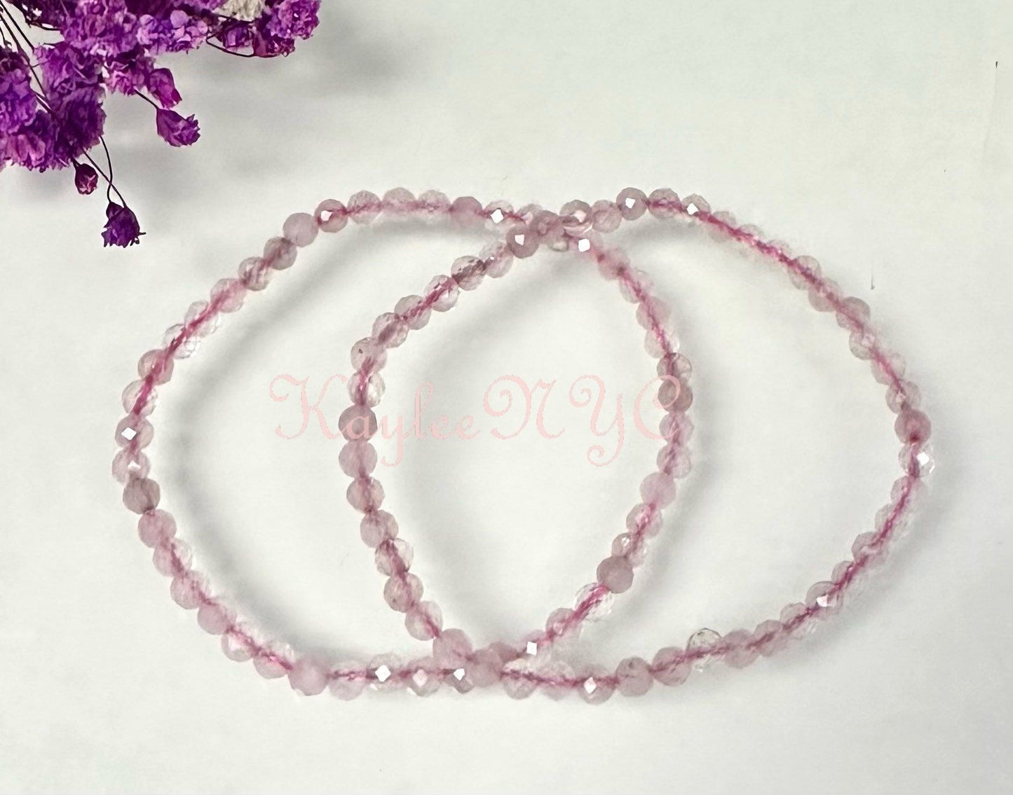 Wholesale Lot 6 Pcs Natural Rose Quartz 3mm Faceted 7.5” Crystal Healing Stretch Bracelet