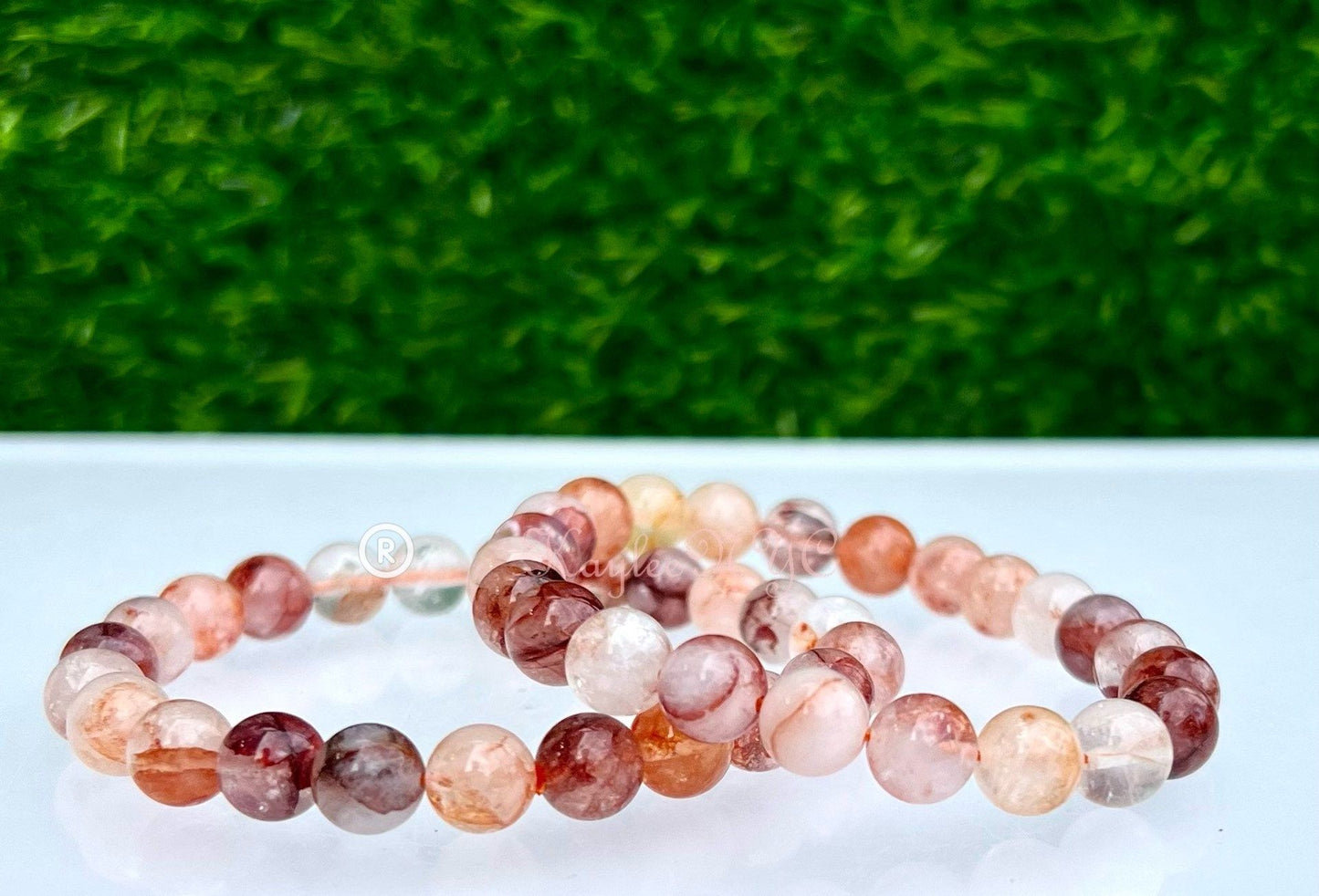 Wholesale 6 Pcs Natural Hematoid 8mm 7.5” Crystal Healing Stretch Bracelet