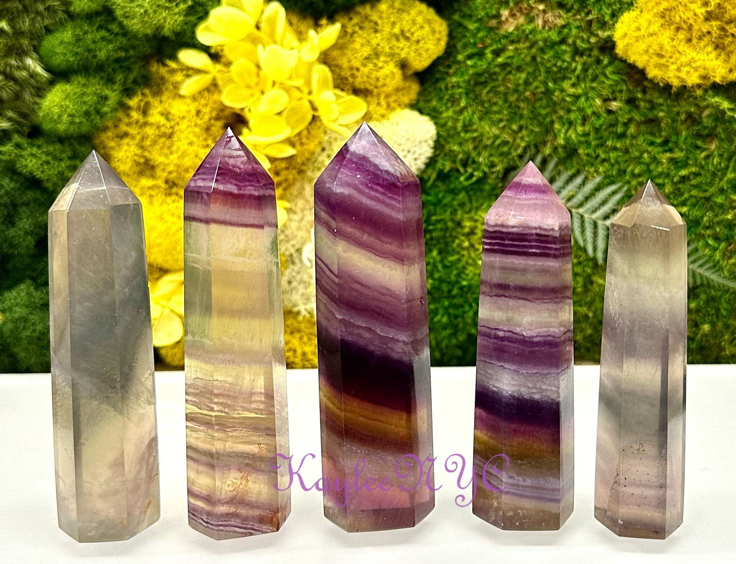 Wholesale Lot 1 Lb Natural Rainbow Fluorite Obelisk Tower Point Crystal Energy