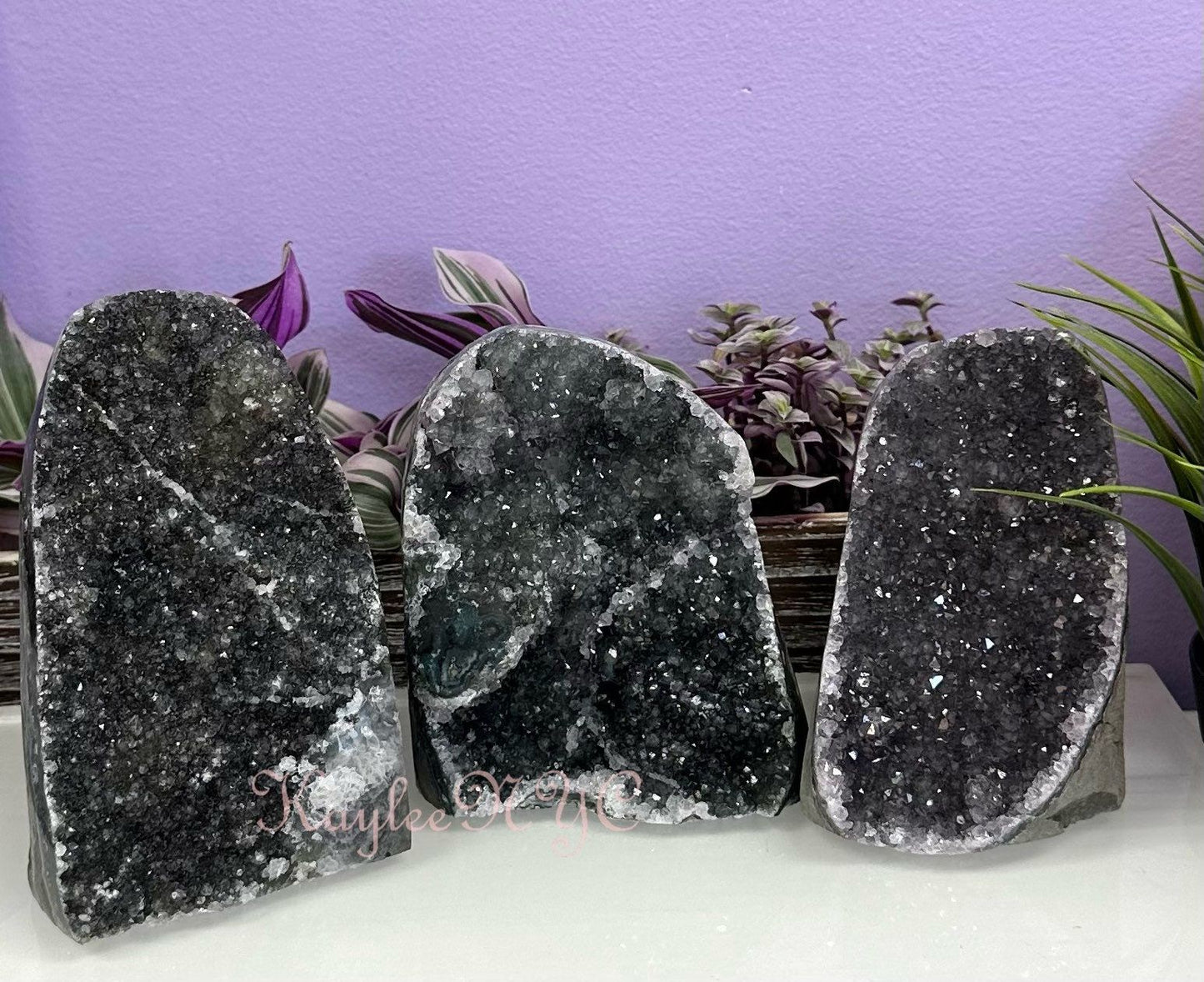 Wholesale Lot 2-4 PCs Natural Black Amethyst cut base 4.8-5lbs Healing Energy