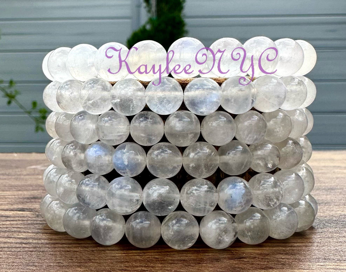 Wholesale 6 Pcs Natural Moonstone 8mm 7.3”Crystal Healing Stretch Bracelet