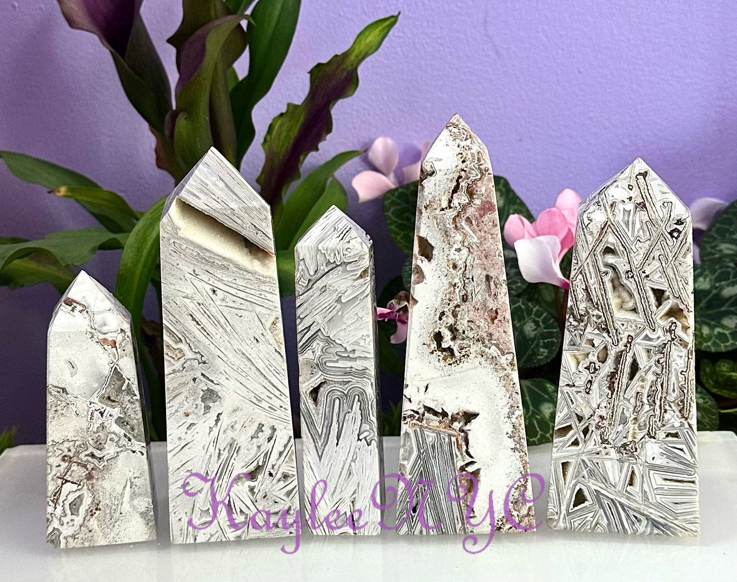 Wholesale Lot 3 lbs Natural Mexican White Lace Agate Obelisk Tower Point Crystal Healing