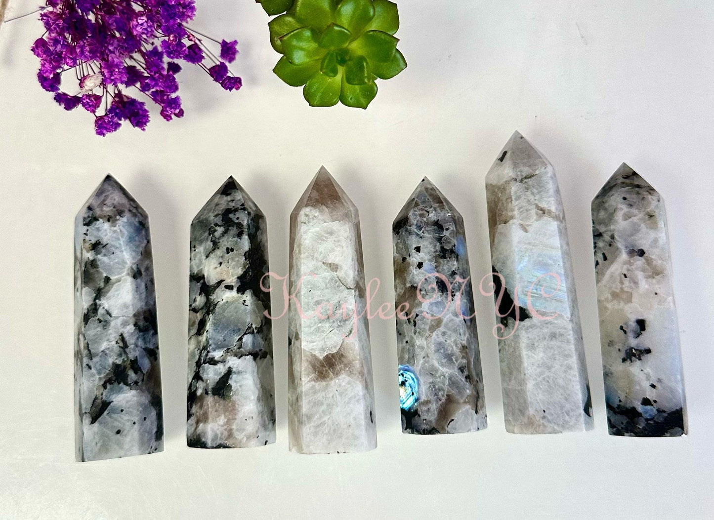 Wholesale Lot 1 lb Natural Rainbow Moonstone Tower Obelisk Point Wand Crystal Energy Healing