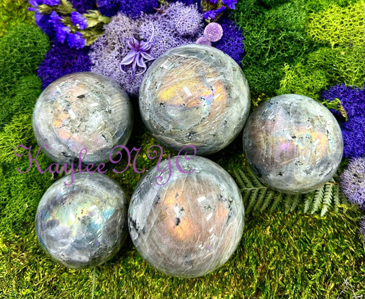 Wholesale Lot 5-6 Pcs Natural Sunset  Labradorite Sphere Crystal  Ball Nice Quality