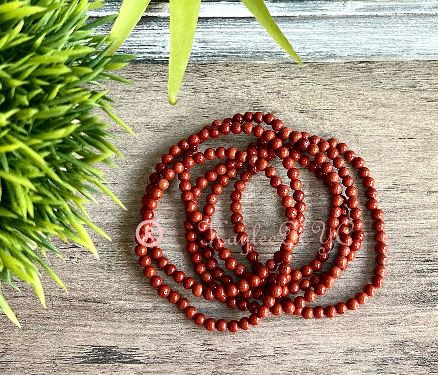 Wholesale Lot 6 Pcs Natural Red Jasper 4mm 7.5” Crystal Healing Stretch Bracelet