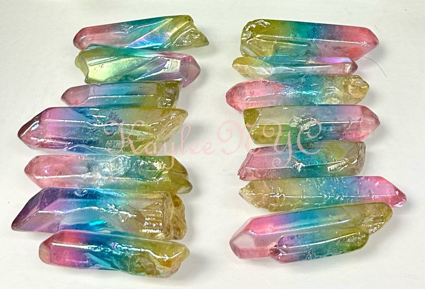 Wholesale Lot 1 Lb Rainbow Aura Quartz Wand Tumble Crystal Nice Quality