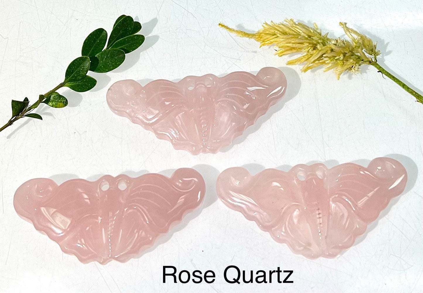 Wholesale Lot 4 PCs 3” Natural Rose Quartz and Chevron Amethyst Crystal Butterfly Healing Energy