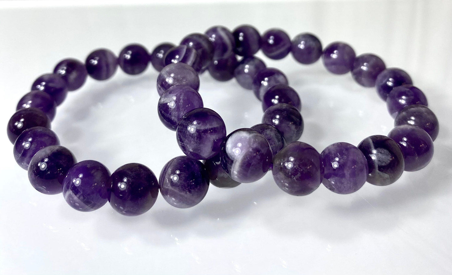 Wholesale 6 Pcs Natural Chevron Amethyst 10mm 7.5” Crystal Healing Stretch Bracelet