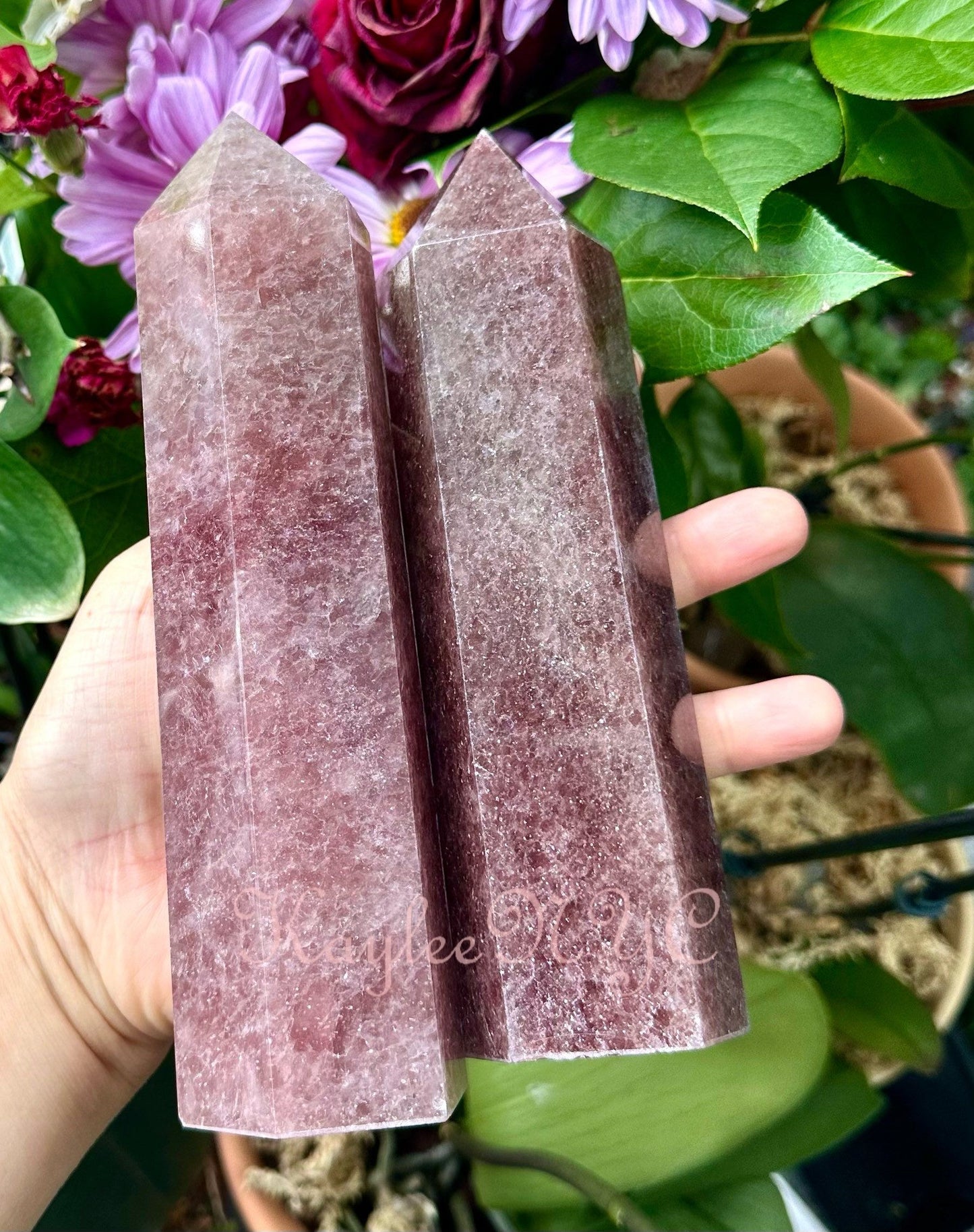 Wholesale Lot 3 pcs large Natural Strawberry Quartz Obelisk Tower Point Crystal Healing