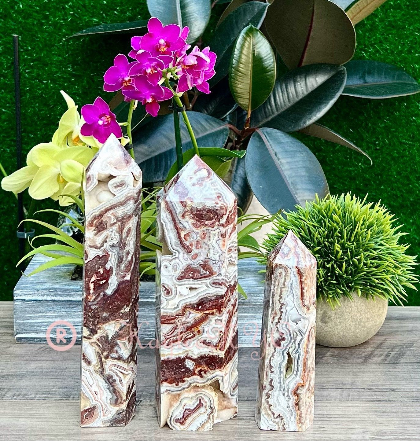 Wholesale Lot 3-4 PCs large Natural Mexican Red Crazy Lace Agate Obelisk Tower Point Crystal Healing