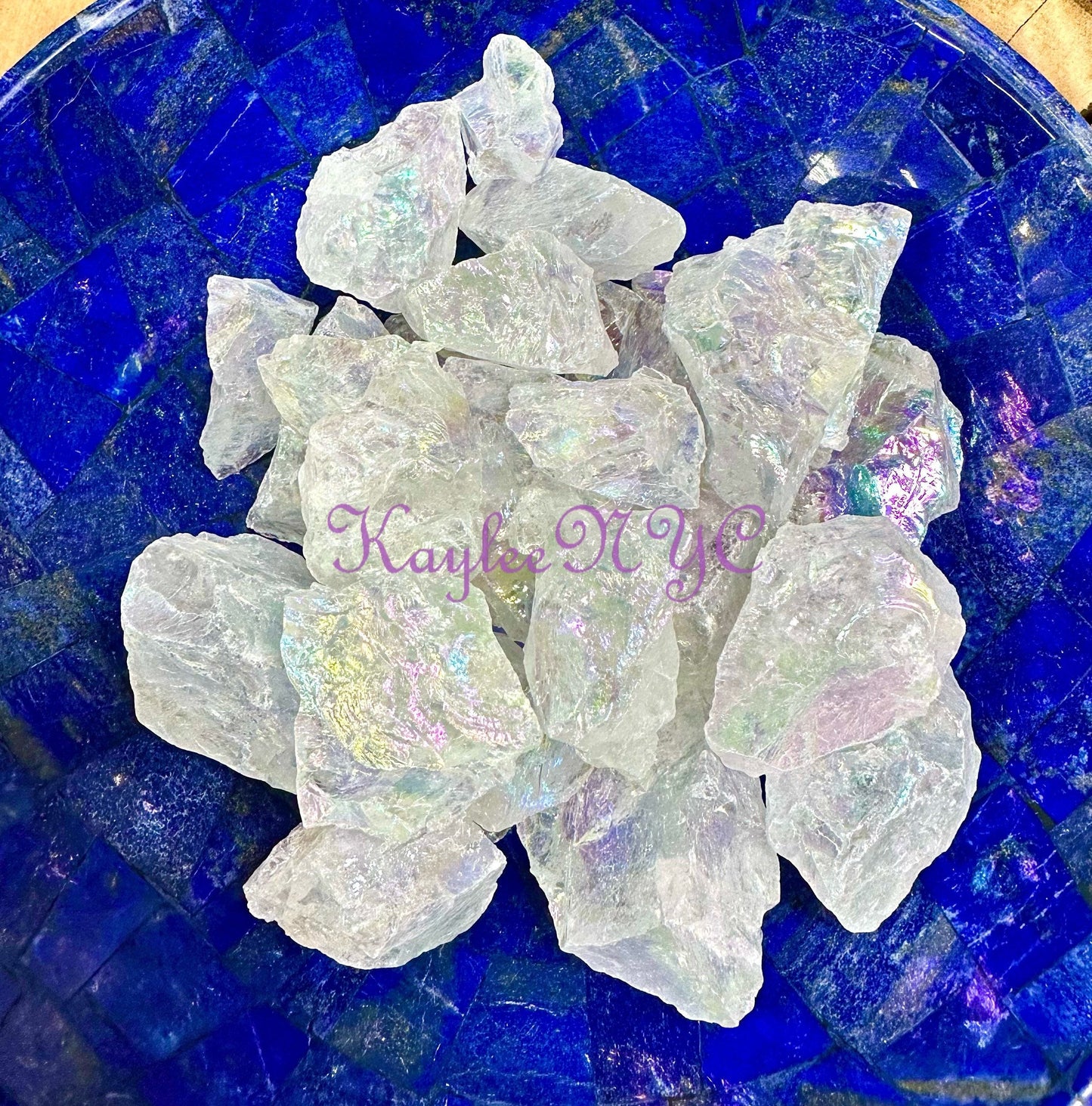 Wholesale Lot 2 Lbs Raw Angel Aura Quartz Crystal Nice Quality