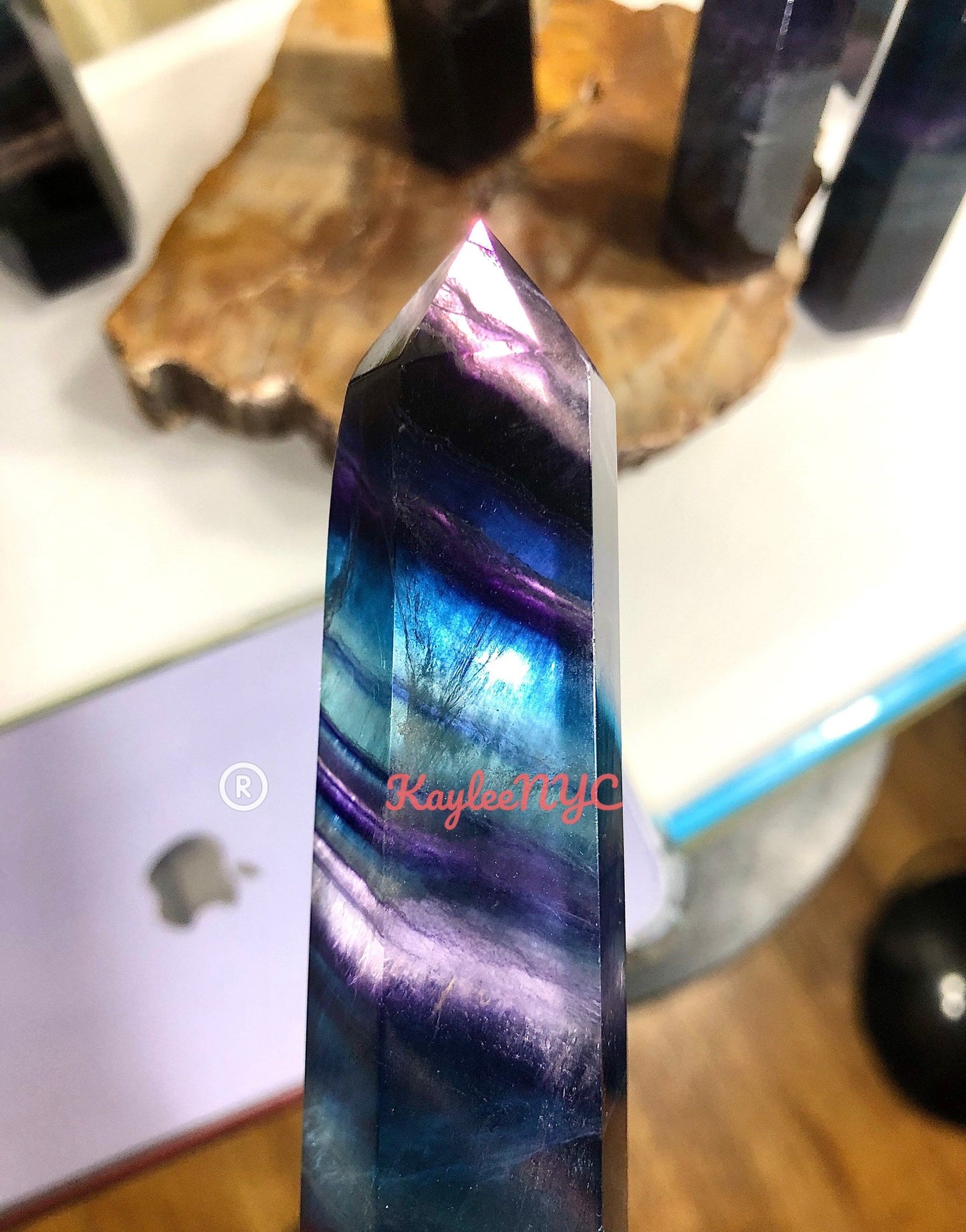 Wholesale Lot 2 Lbs Dark Rainbow Fluorite Obelisk Point Crystal Natural Energy Tower