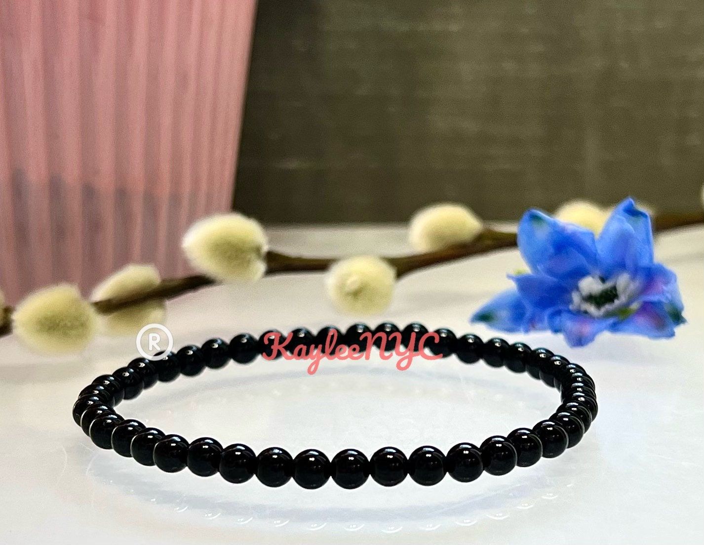 Wholesale Lot 6 Pcs Natural Black Tourmaline 4mm 7.5” Crystal Healing Stretch Bracelet