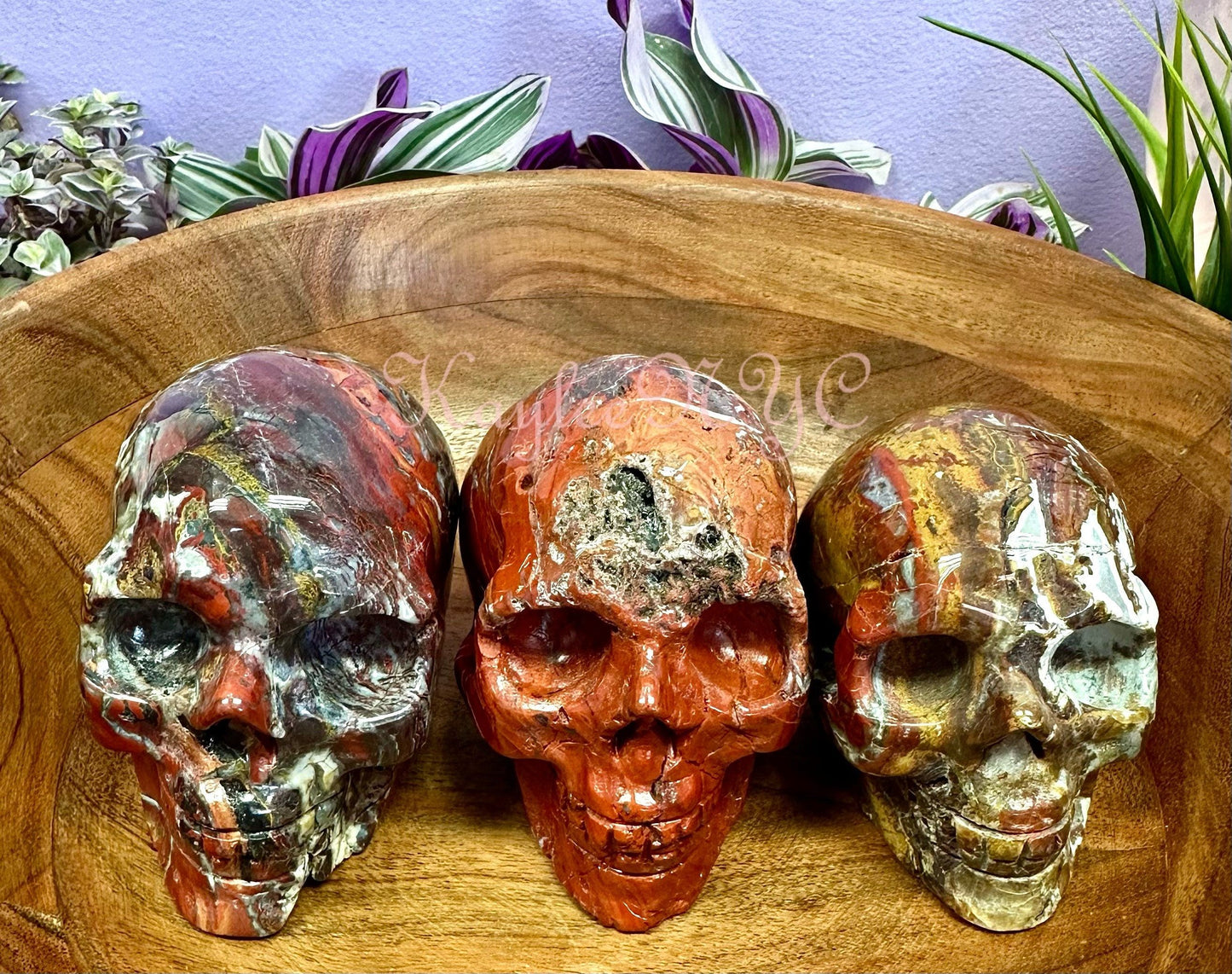 Wholesale lot 3 Pcs Natural Red Agate Crystal Skull