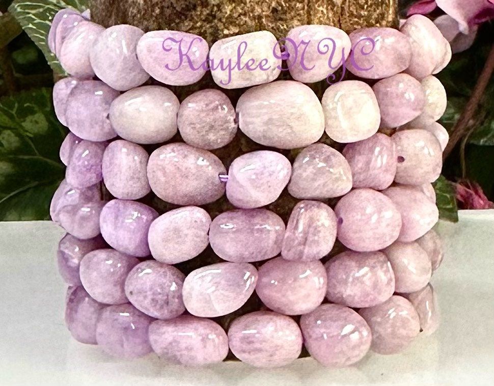 Wholesale 6 Pcs 10x12mm 7.5” Natural Kunzite tumble Stretch Bracelet Crystal Healing Energy