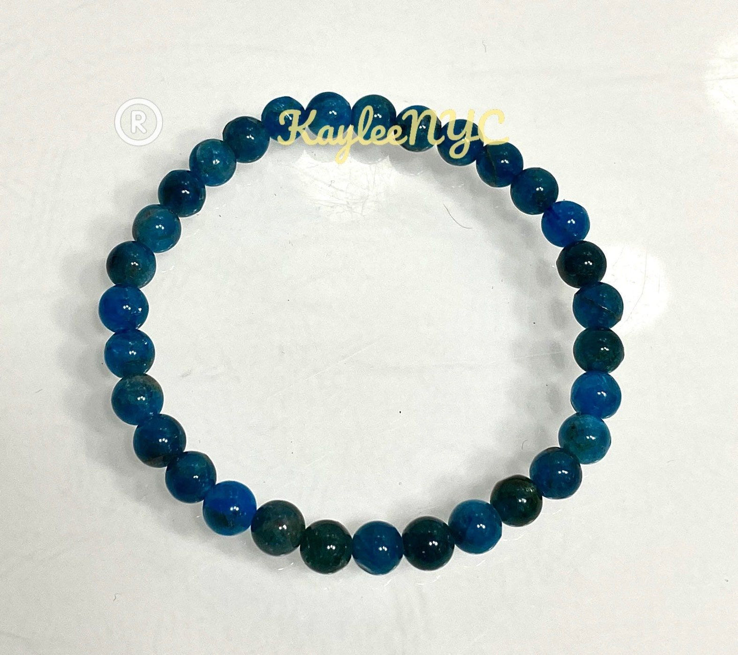 Wholesale 6 Pcs Natural Apatite 6mm 7.5” Crystal Healing Stretch Bracelet