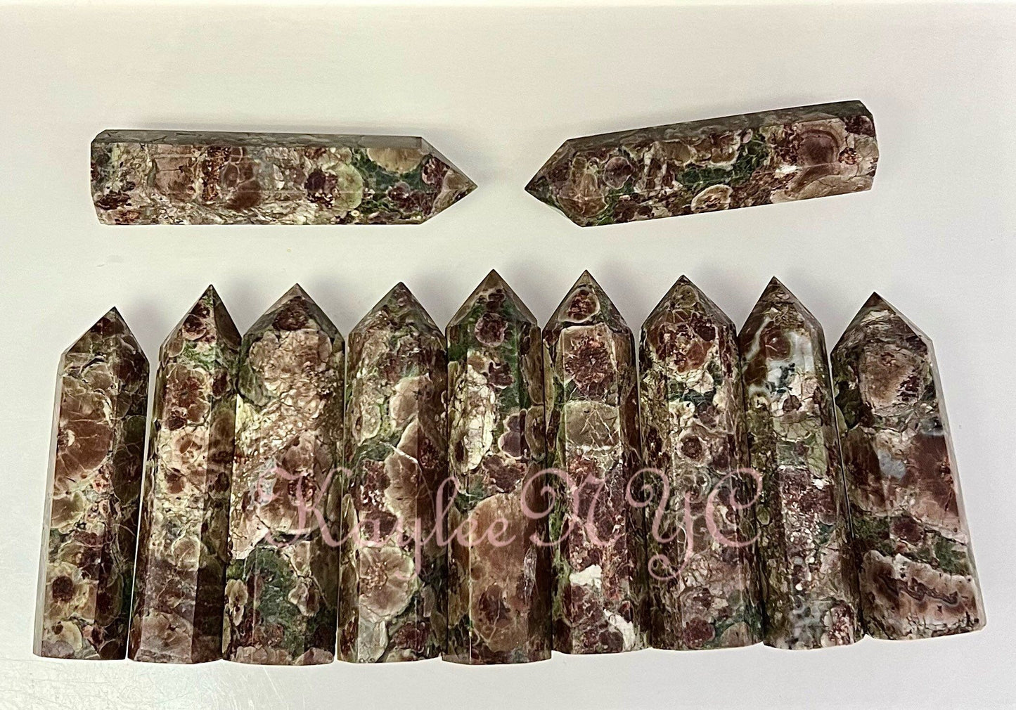 Wholesale Lot 2 lbs Natural Green Flower Jasper Obelisk Point Crystal Energy Healing