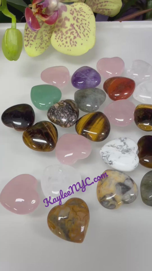 Wholesale Lot 30 Pcs 20mm Mix Crystal Hearts Nice Quality Healing Energy