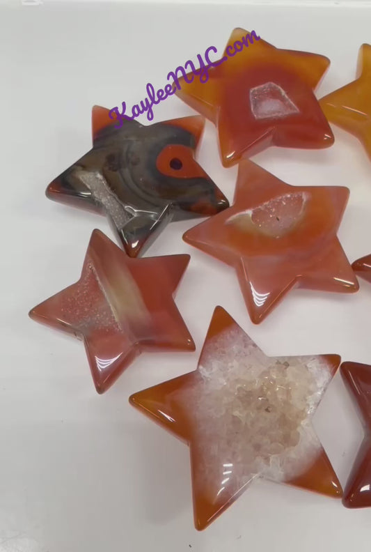 Wholesale Lot 1 lb Natural Carnelian Crystal Stars Healing Energy